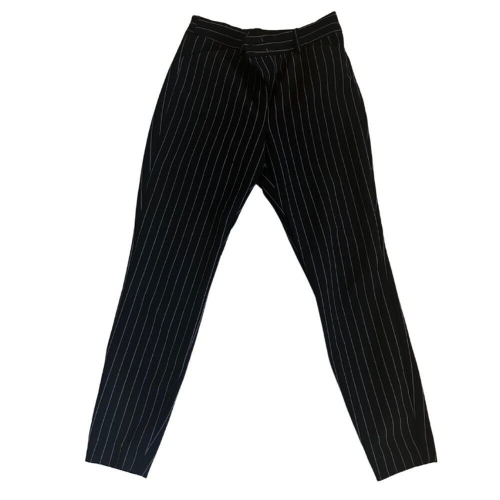 Express Skinny Black High Rise Dress Pants Pinstripe White